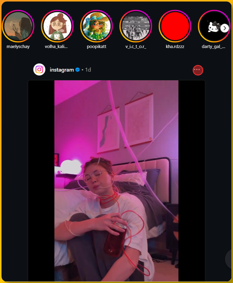 Screenshot showing how to click the More options menu (three dots) on an Instagram post - located in the top right corner of the post